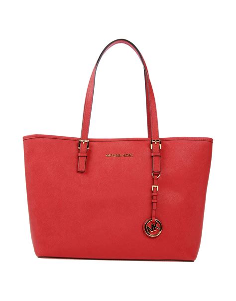 red and brown michael kors bag|Michael Kors red tote bag.